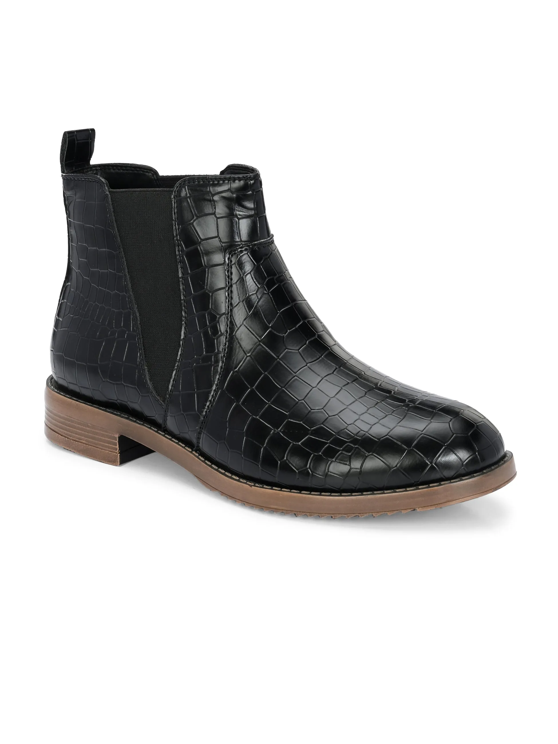 Savanna Women Black Textured Boots