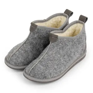 Short Grey Wool Slipper Boots