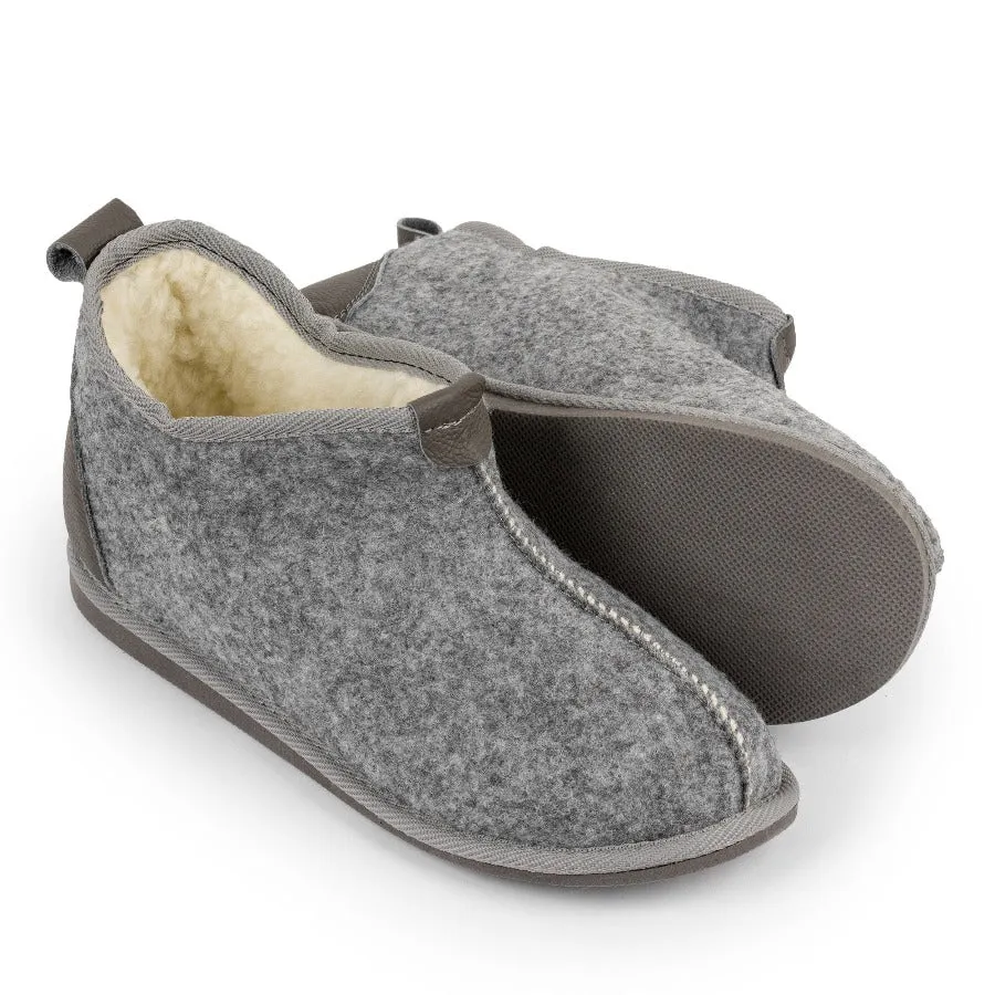 Short Grey Wool Slipper Boots
