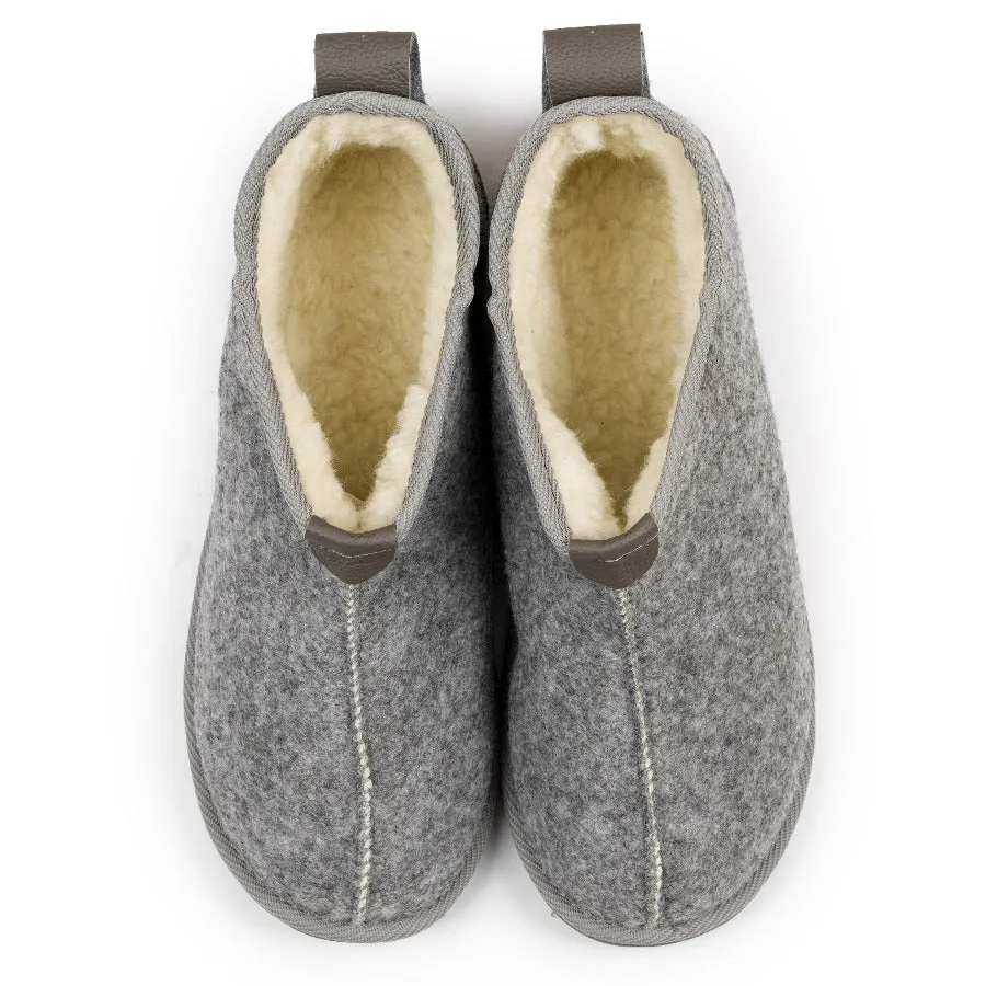 Short Grey Wool Slipper Boots