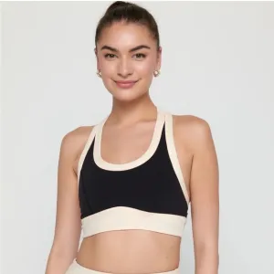 Spiritual Gangster Black and Cream Sports bra
