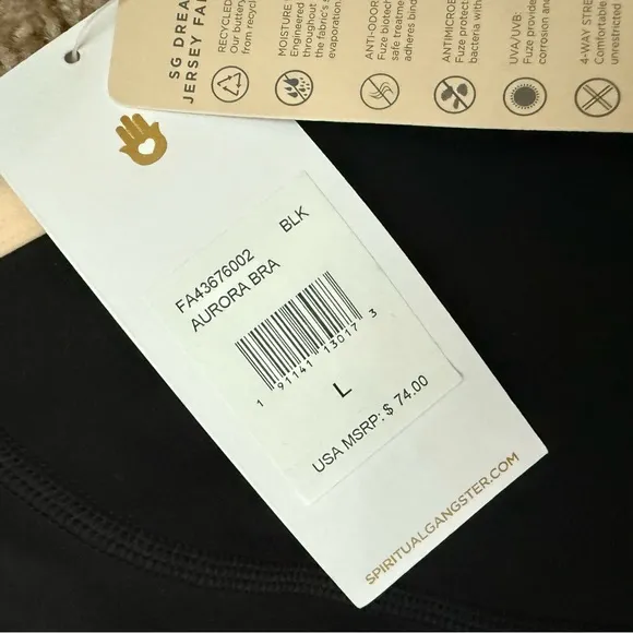 Spiritual Gangster Black and Cream Sports bra