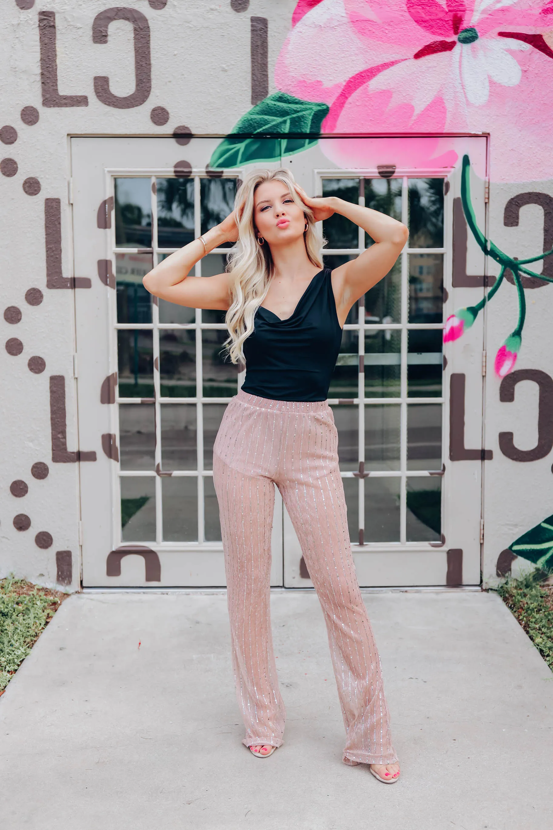 Stand Out Sequin Pants - Pink