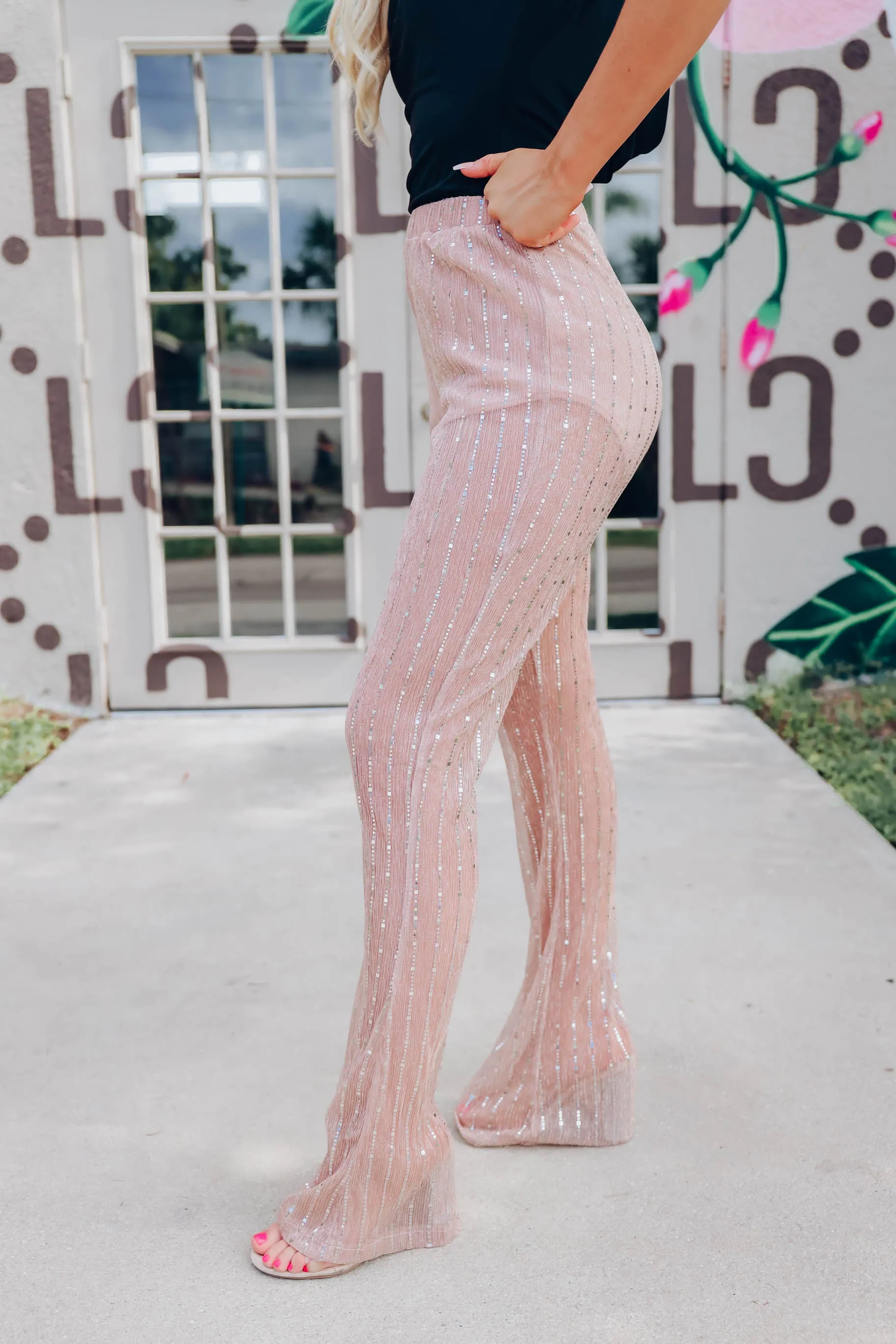 Stand Out Sequin Pants - Pink