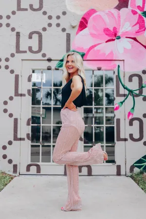Stand Out Sequin Pants - Pink