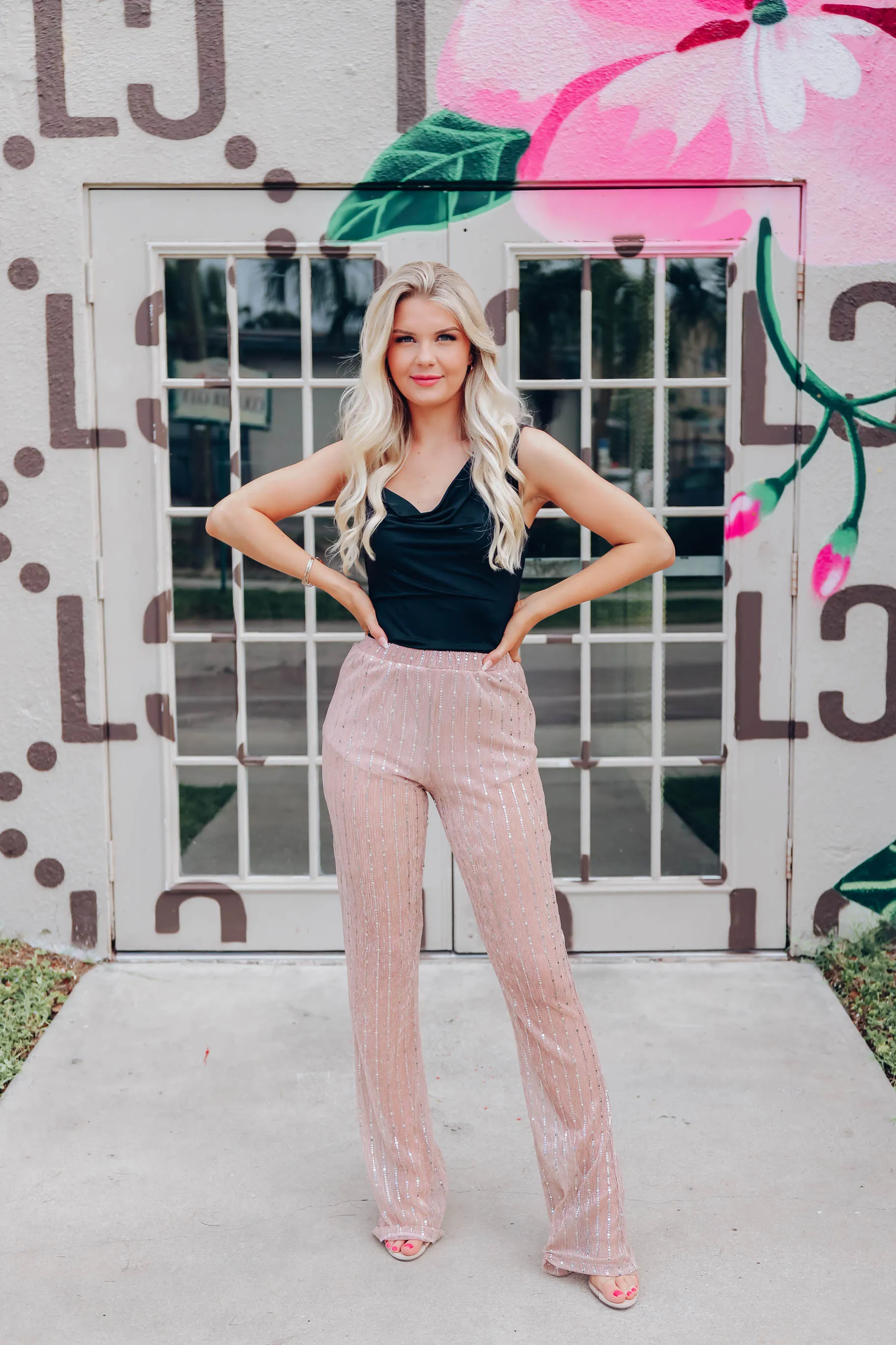 Stand Out Sequin Pants - Pink