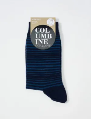 Stripe Merino Crew - Navy/Denim