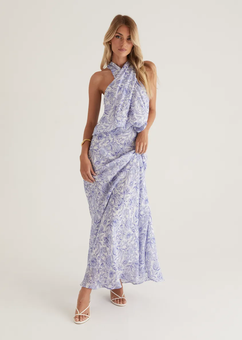 Tammy Maxi Skirt - Blue Floral