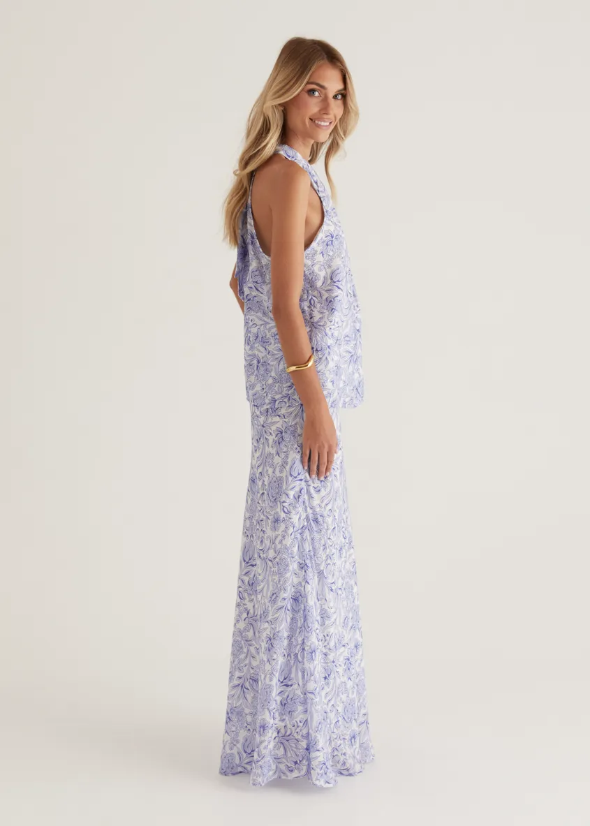 Tammy Maxi Skirt - Blue Floral