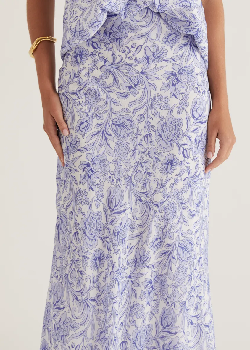 Tammy Maxi Skirt - Blue Floral
