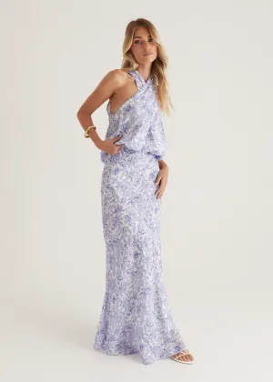 Tammy Maxi Skirt - Blue Floral