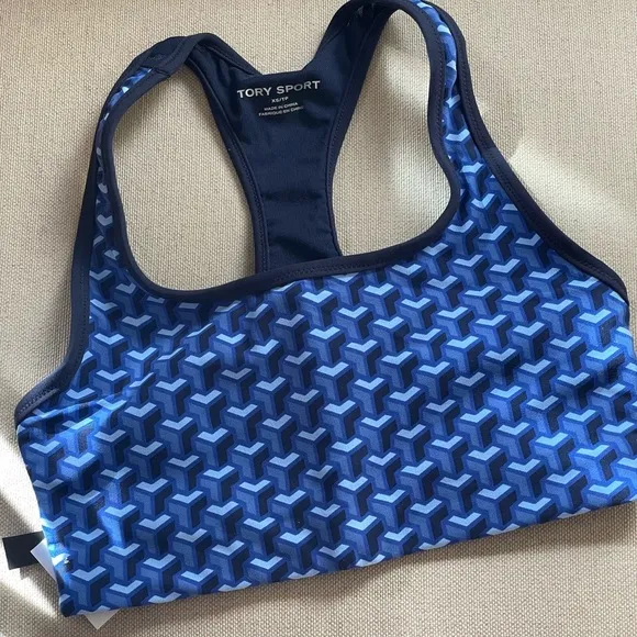 TORY BURCH SPORT Mesh Paneled Stretch Jersey Sports Bra - Women’s Size XS NEW