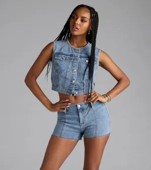 Trendy Mood Cropped Denim Vest