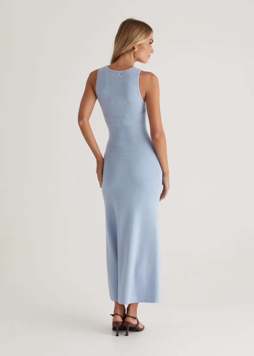 Tully Knit Midi Dress - Sky Blue