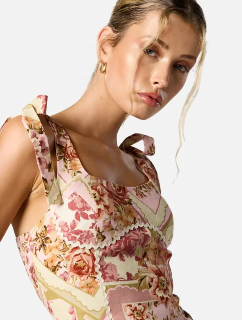 Vaughn Tie Short Dress - Vintage Florals