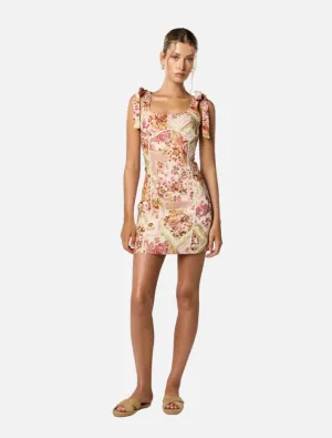 Vaughn Tie Short Dress - Vintage Florals
