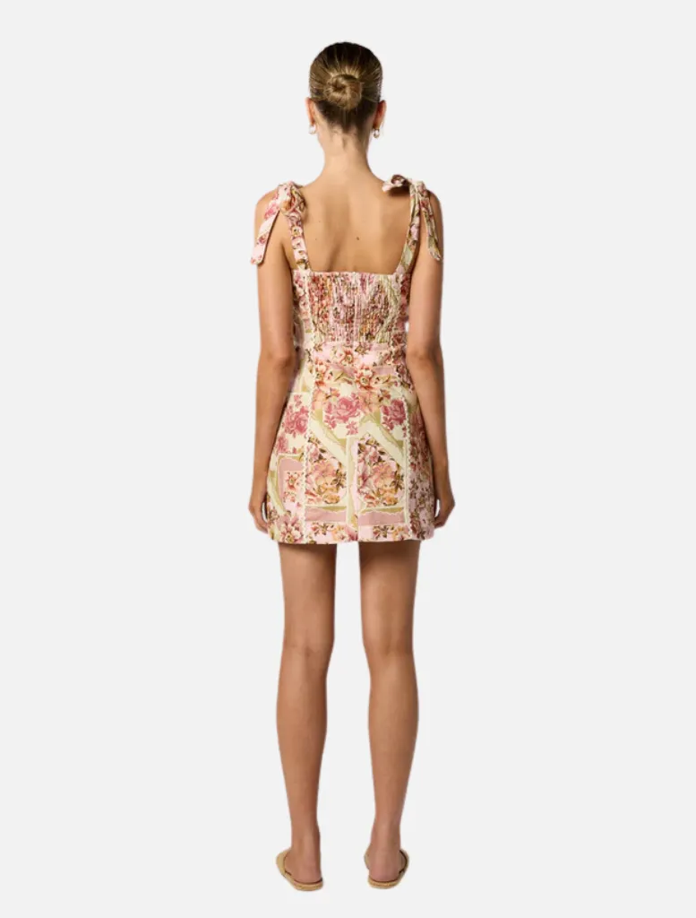 Vaughn Tie Short Dress - Vintage Florals