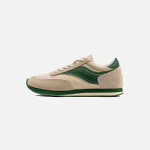 Vintage Desert Green Y2K Jogging Sneakers with Unique Patchwork Design
