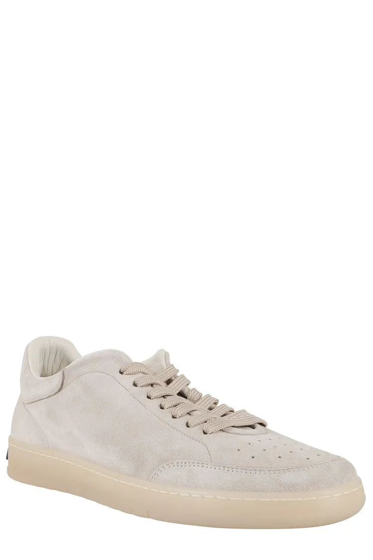 Vintage-Inspired Leather Sneakers With Perforated Toe Box