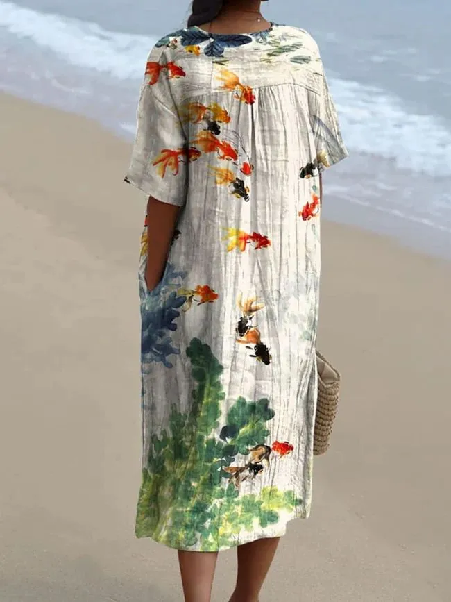 Vintage Koi Flow Dress