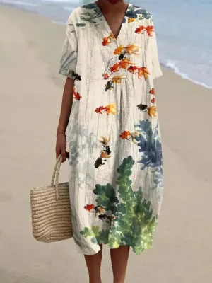 Vintage Koi Flow Dress