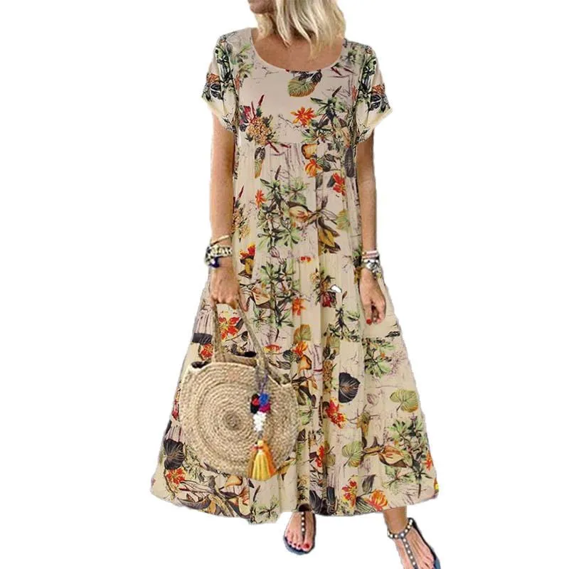Vintage Short Sleeved Maxi Dress
