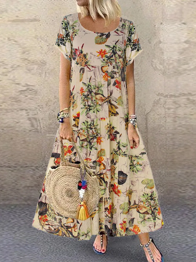 Vintage Short Sleeved Maxi Dress