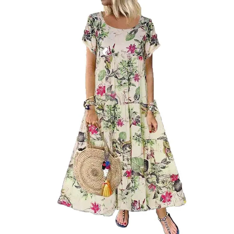 Vintage Short Sleeved Maxi Dress