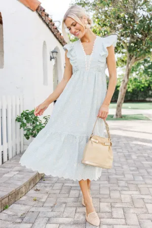 What I've Found Sage Green Gingham Midi Dress