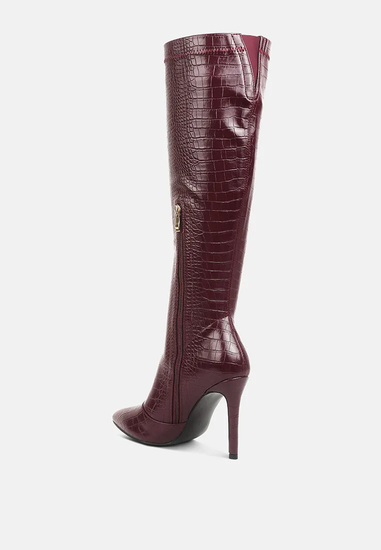 Wheedle Croc High Heeled Calf Boots By Ruw
