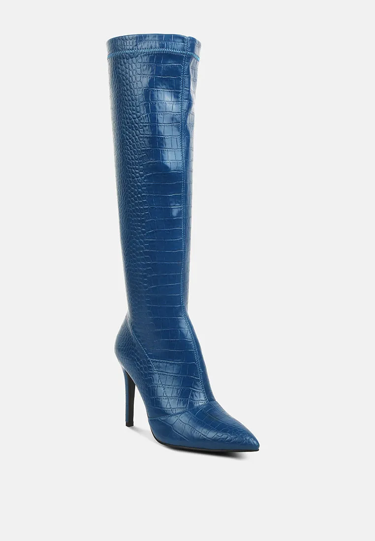 Wheedle Croc High Heeled Calf Boots By Ruw