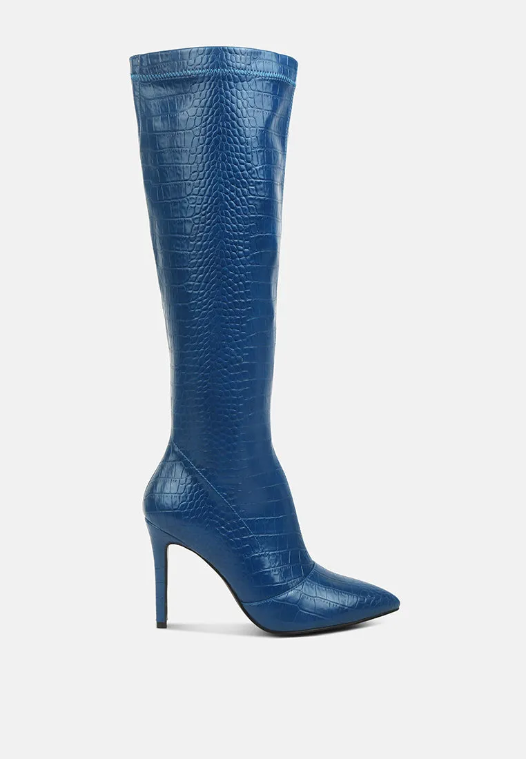 Wheedle Croc High Heeled Calf Boots By Ruw