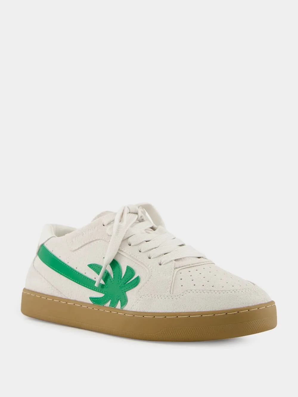 White and Green New Palm 1 Suede Sneakers