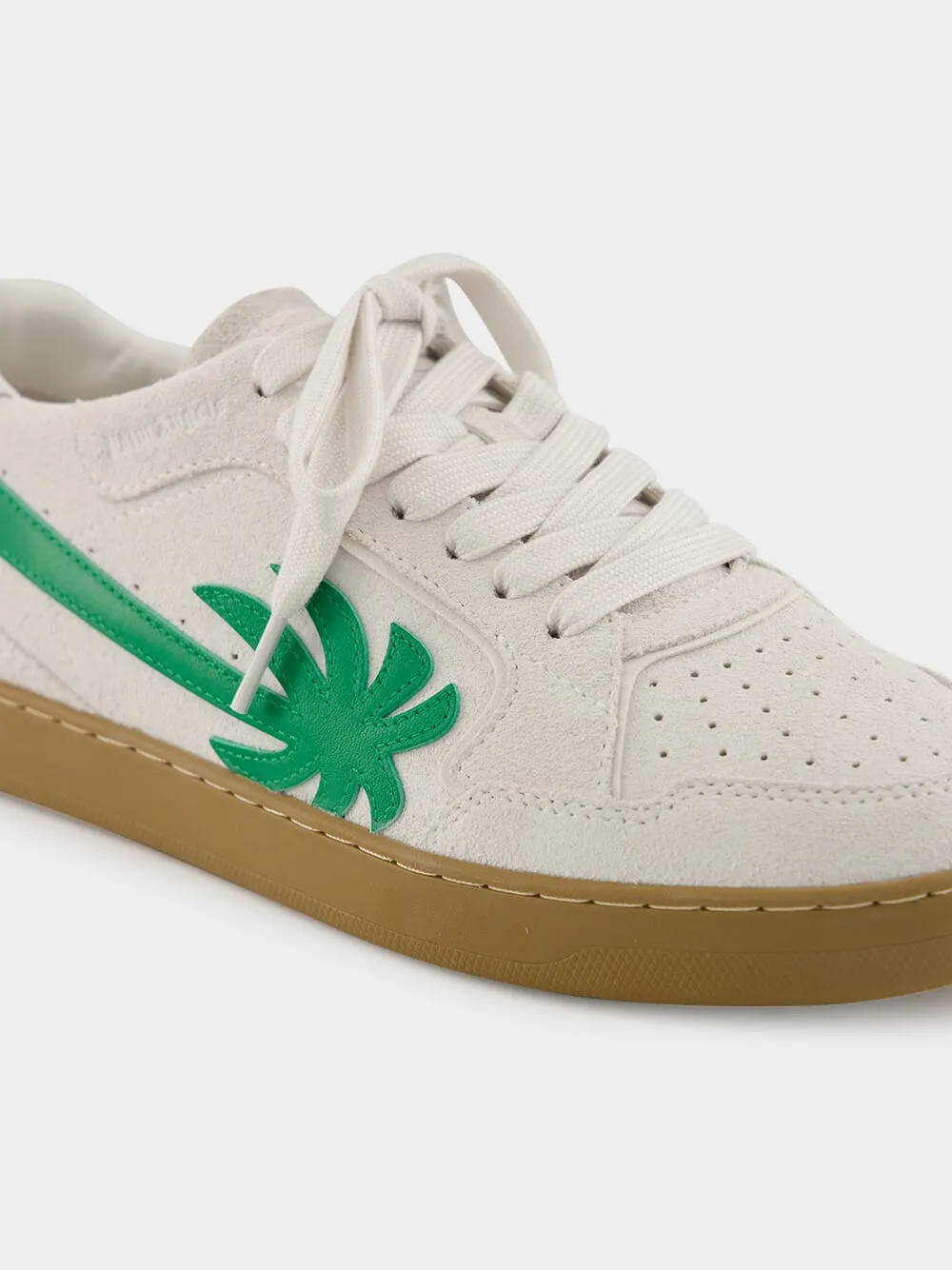White and Green New Palm 1 Suede Sneakers