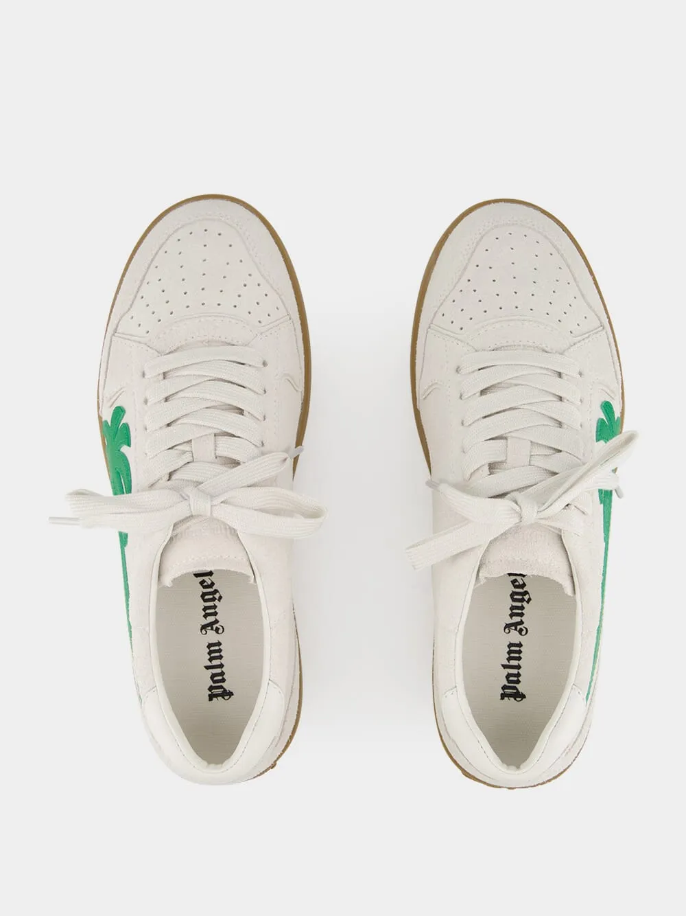 White and Green New Palm 1 Suede Sneakers