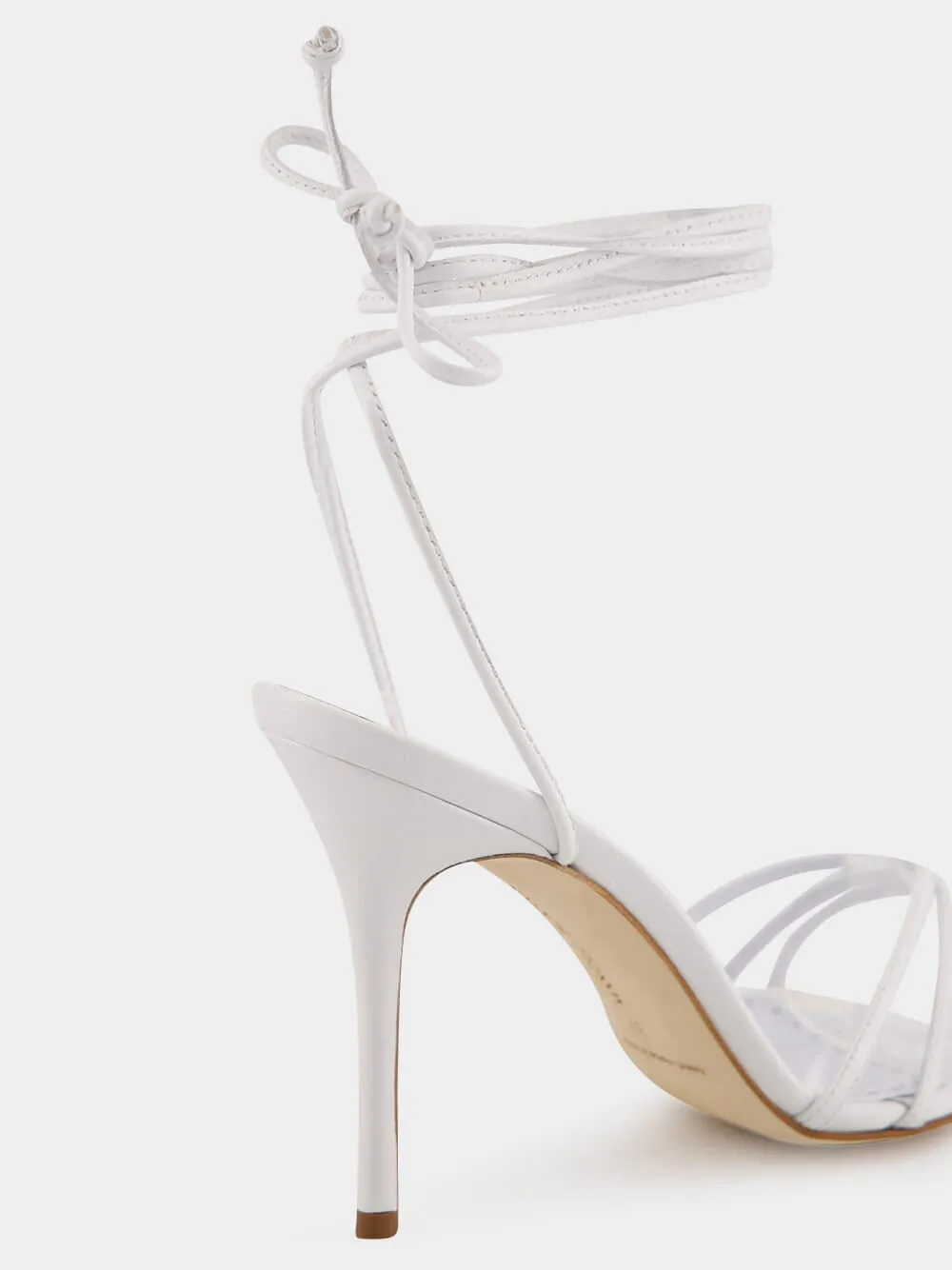 White Ankle-Tie Nappa Leather Sandals