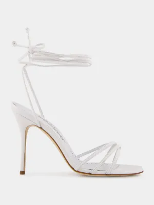 White Ankle-Tie Nappa Leather Sandals