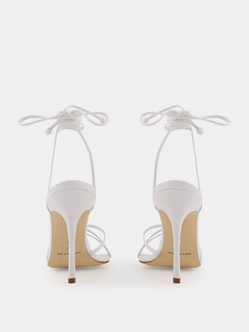 White Ankle-Tie Nappa Leather Sandals
