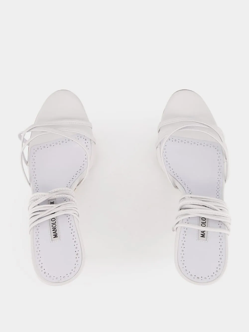 White Ankle-Tie Nappa Leather Sandals