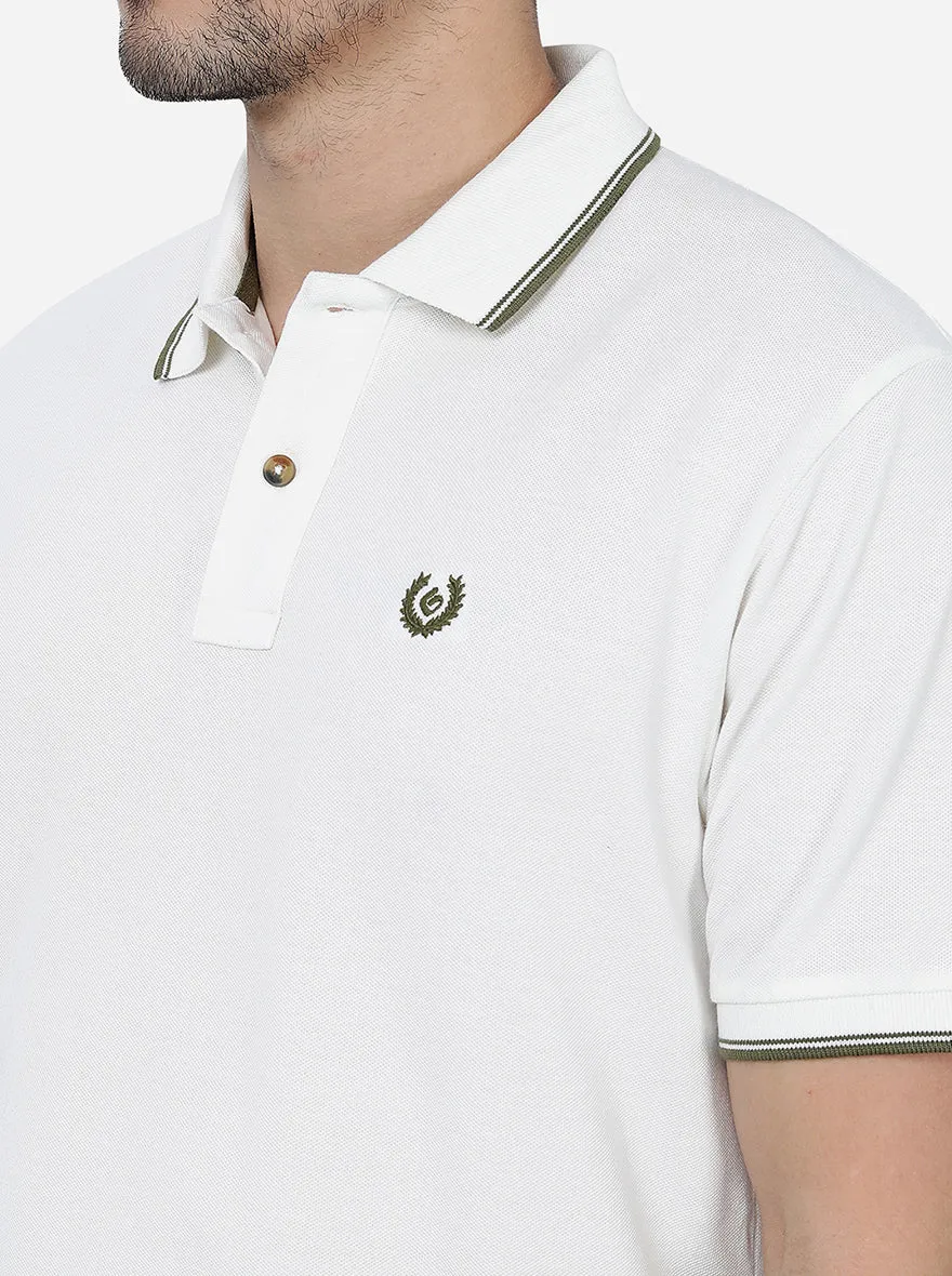 White Solid Slim Fit T-Shirt | Greenfibre