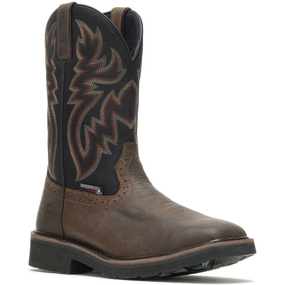 Wolverine Men's Rancher Steel Toe Waterproof Western Work Boot- Black- W10765