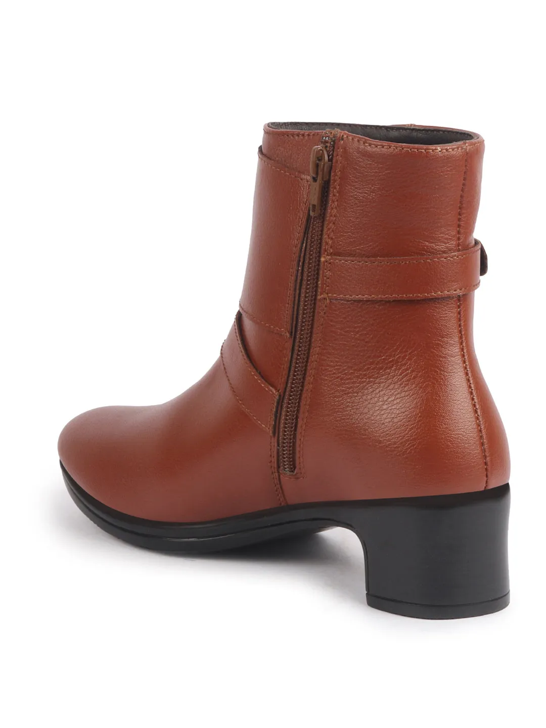 Women High Top Side Zipper Platform Flared Heel Formal Boot Mid Ankle Double Strap Monk Chelsea Boots