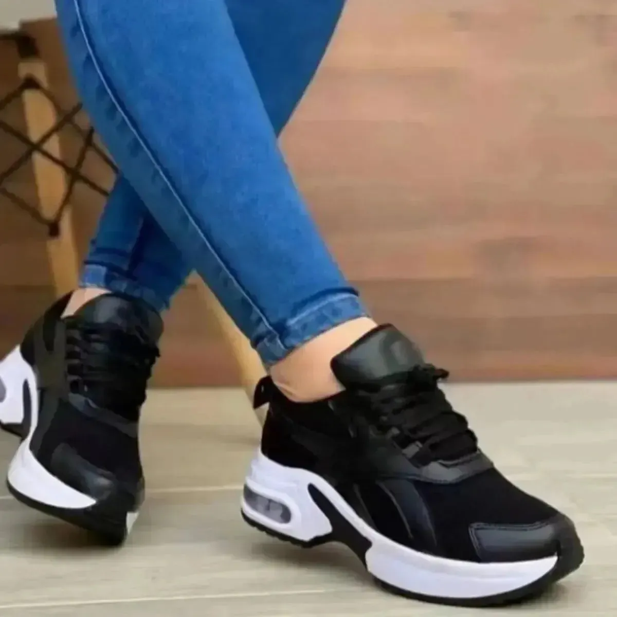 Women Tennis Shoes for Outdoor Sneakers Lace Up Wedge Platform Ladies Air Cushion Gym Sport Shoes Women Trainers