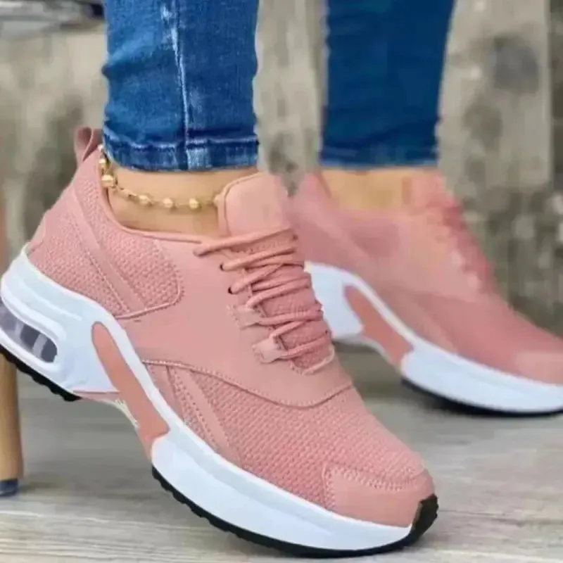 Women Tennis Shoes for Outdoor Sneakers Lace Up Wedge Platform Ladies Air Cushion Gym Sport Shoes Women Trainers