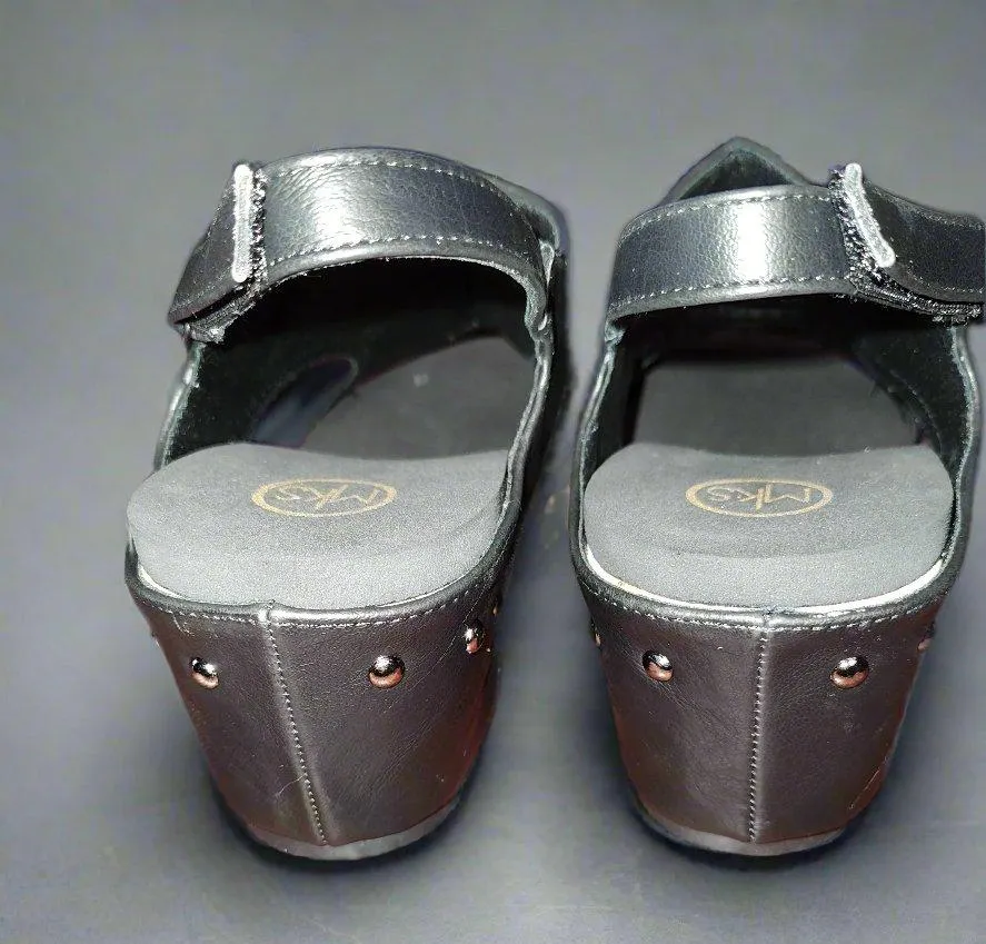Women's Black Wedge Cork Sandals