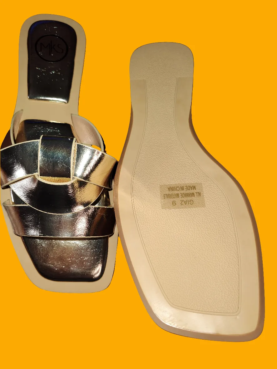 Women's Cushioned Gold Sandal Slides