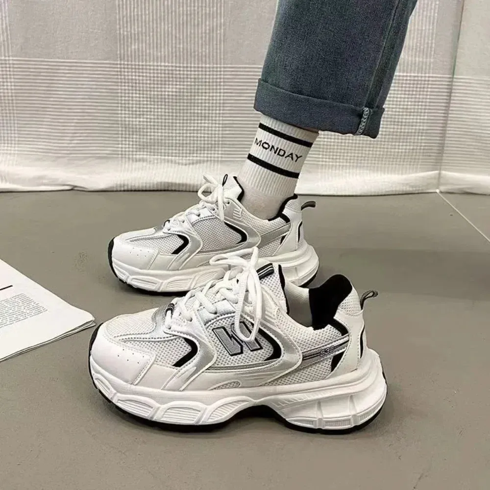 Women's Luxury Outdoor Thick Sole Sneakers Fashion Casual Chunky Shoes Women's Mesh Breathable Tennis Vulcanized