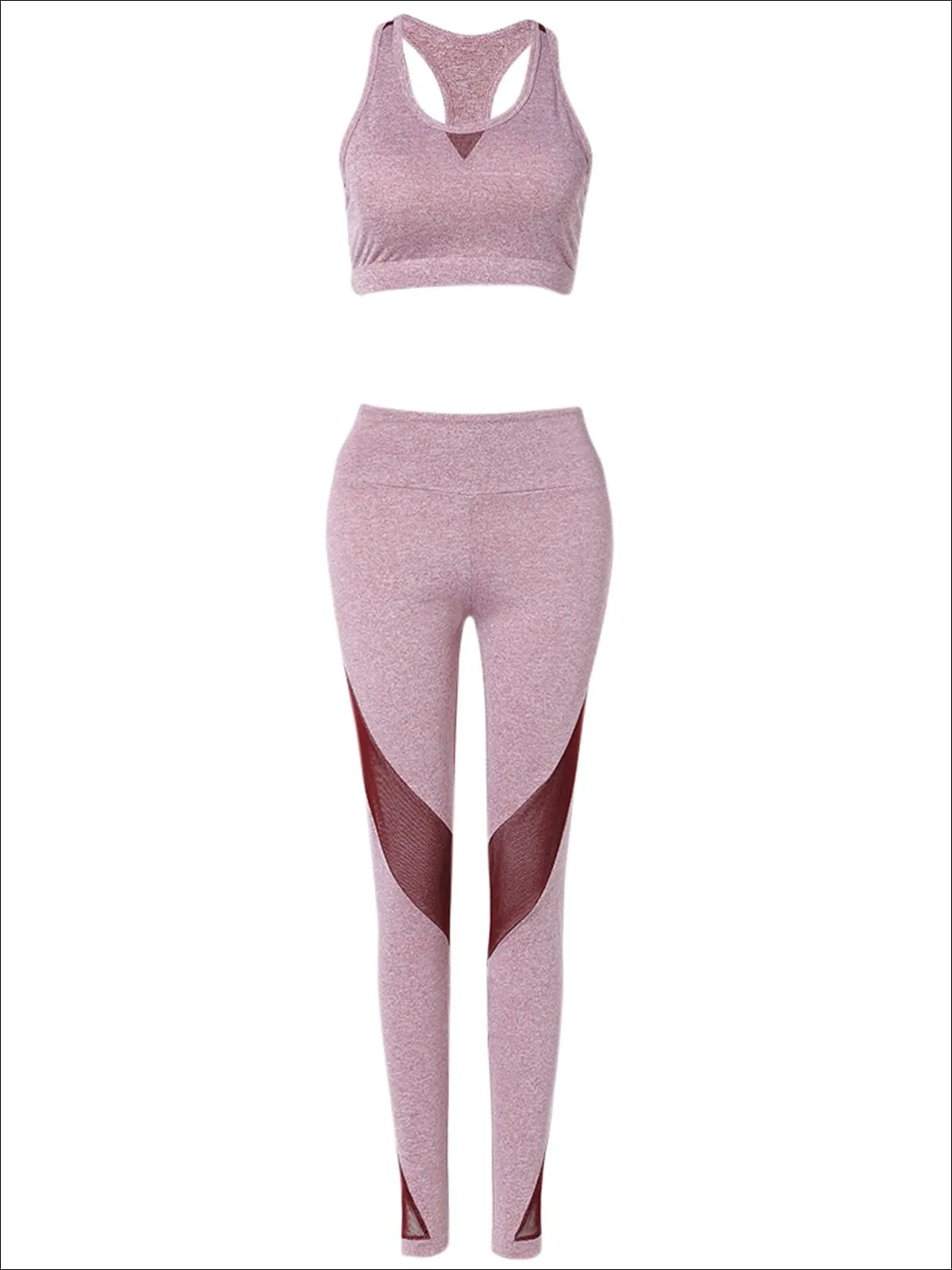 Women's  Mesh Panel Sports Bra & Leggings Set