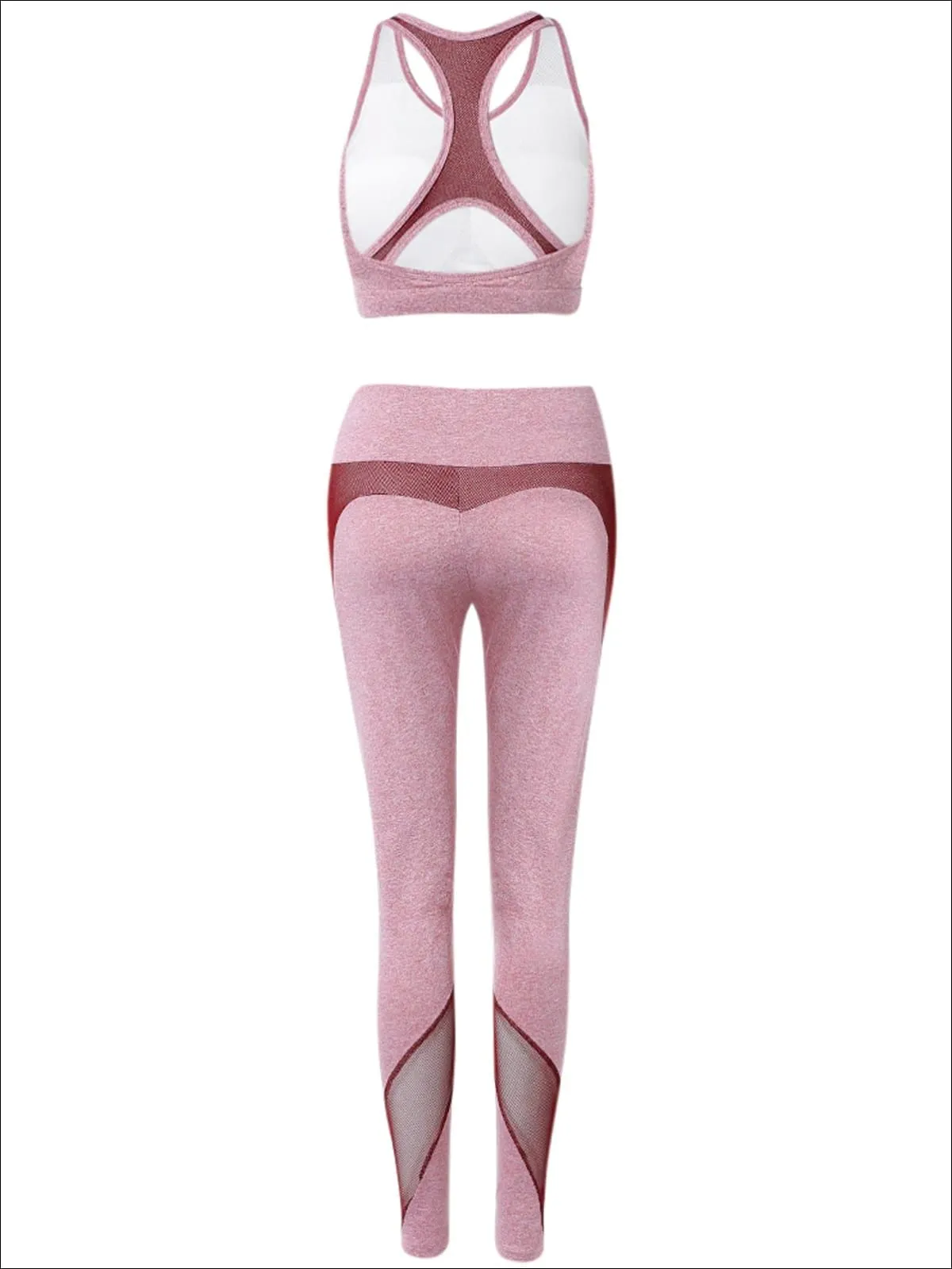 Women's  Mesh Panel Sports Bra & Leggings Set