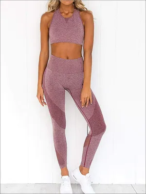 Women's  Mesh Panel Sports Bra & Leggings Set